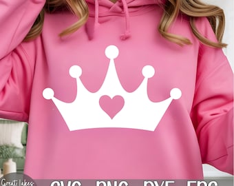 Queen Princess Crown with Heart svg png dxf eps Digital Download