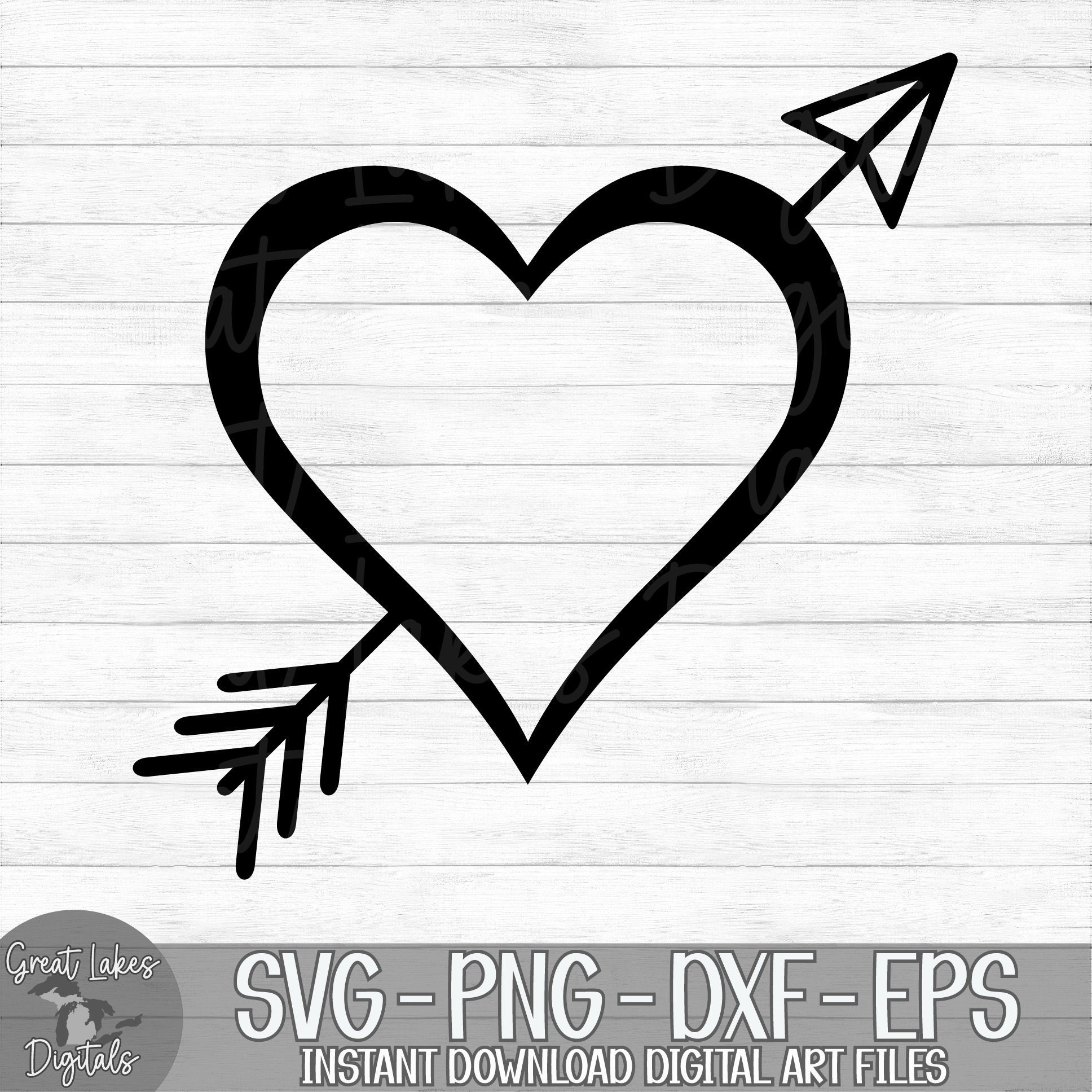 Heart and Arrow - Instant Digital Download - svg, png, dxf, and eps files included! Valentine's Day