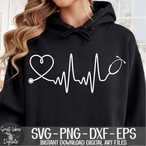 Heartbeat Stethoscope - Nurse, Doctor, EKG - Instant Digital Download - svg, png, dxf, and eps files included!