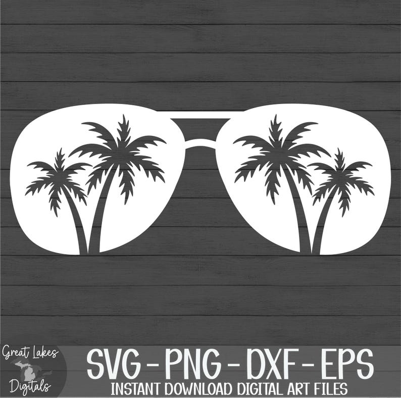 Palm Tree Sunglasses - Instant Digital Download - svg, png, dxf, and eps files included! Ocean, Tropical, Beach image 13