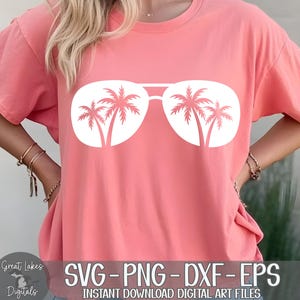 Palm Tree Sunglasses - Instant Digital Download - svg, png, dxf, and eps files included! Ocean, Tropical, Beach image 8
