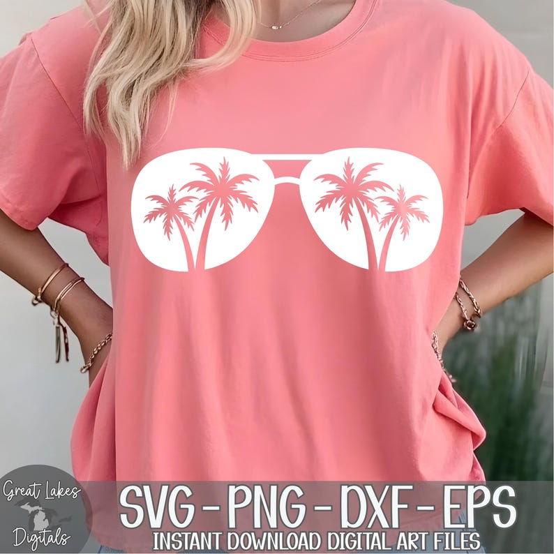 Palm Tree Sunglasses - Instant Digital Download - svg, png, dxf, and eps files included! Ocean, Tropical, Beach image 8