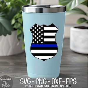 Thin Blue Line Police Badge svg png dxf eps Digital Download image 11
