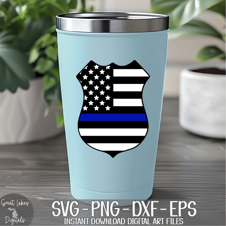 Thin Blue Line Police Badge svg png dxf eps Digital Download image 11