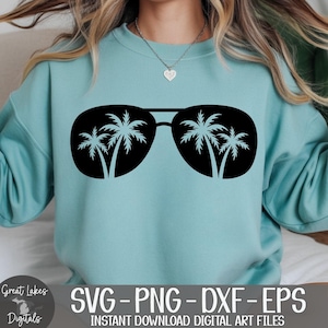 Palm Tree Sunglasses - Instant Digital Download - svg, png, dxf, and eps files included! Ocean, Tropical, Beach image 10