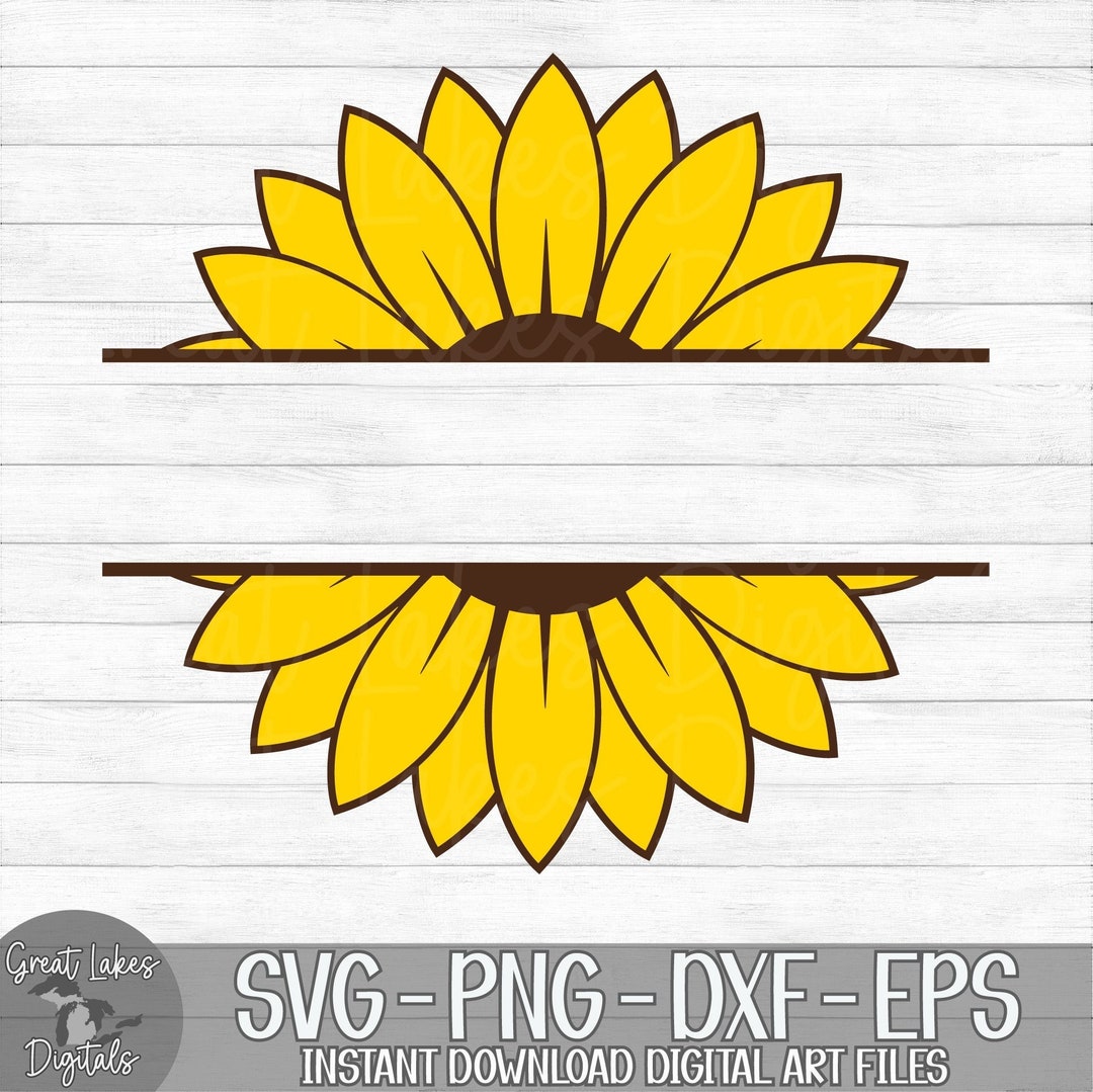 Sunflower Split Monogram Instant Digital Download Svg, Png, Dxf, and ...