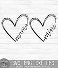Mama & Mini Bundle of 2! - Instant Digital Download - svg, png, dxf, and eps files included! Doodle Heart, Mother's Day Gift