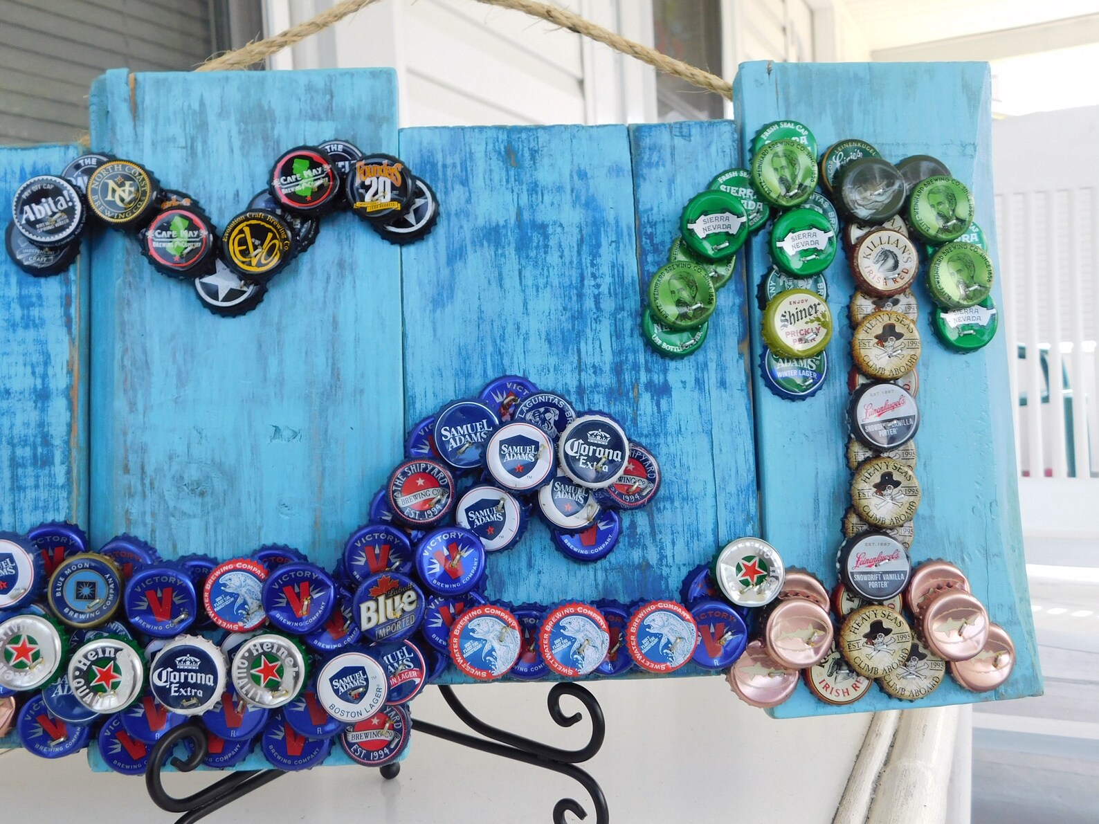 Beach Bottle Cap Art Craft Beer Wall Decor Beach Art Etsy