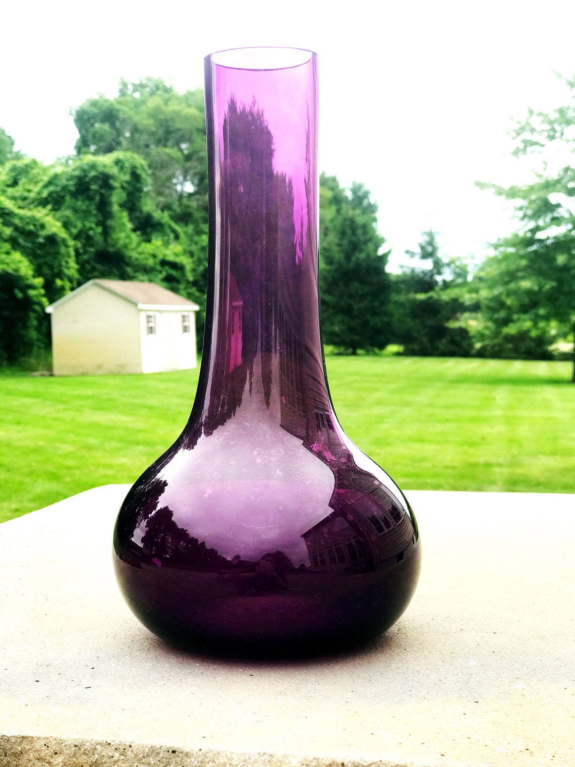 Artisan Handmade Dark Purple Blown Glass Vase Using Etsy