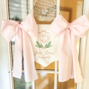 PINK embroidered baby hospital door hanger/nursery decor banner | embroidered banner, baby banner, baby shower gift, welcome baby