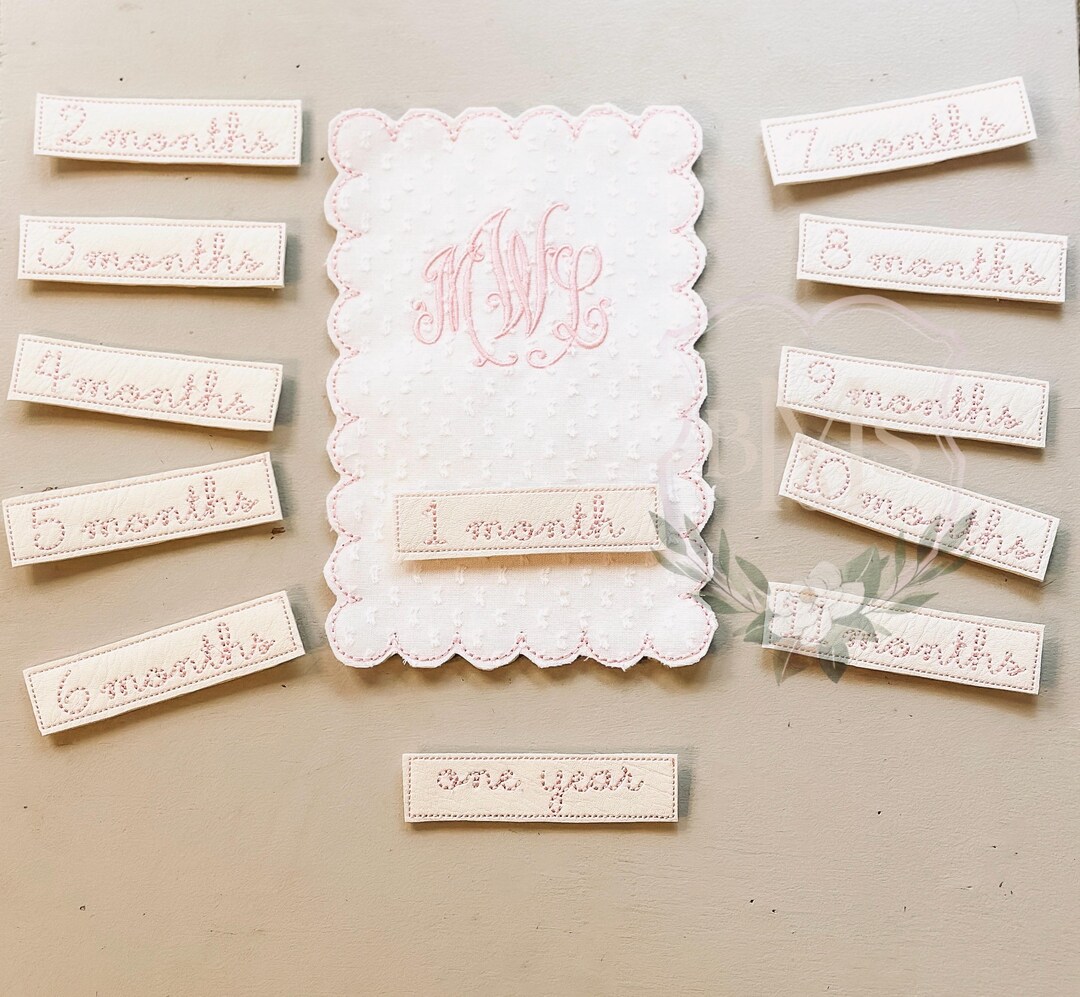Embroidered Baby Monthly Milestones Card | Milestone Set | Personalized ...