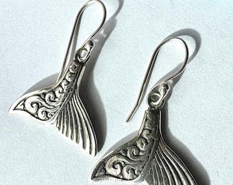 Sterling Silber Mermaid Tail Ohrringe, Ozean Schmuck