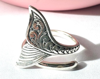 Verstellbarer Sterling Silber Mermaid Tail Ring