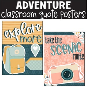Adventure Growth Mindset Classroom Posters, Classroom Decorations, Bulletin Board, Classroom Display, Easy Classroom Decor, Travel Decor
