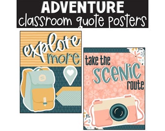 Adventure Growth Mindset Classroom Posters, Classroom Decorations, Bulletin Board, Classroom Display, Easy Classroom Decor, Travel Decor