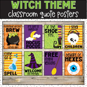 Witch Themed Halloween Classroom Posters, Classroom Decorations, Bulletin Board, Classroom Display, Easy Classroom Decor