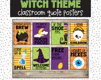 Poster di aula di Halloween a tema strega, decorazioni per aule, bacheca, espositore per aule, decorazioni per aule facili