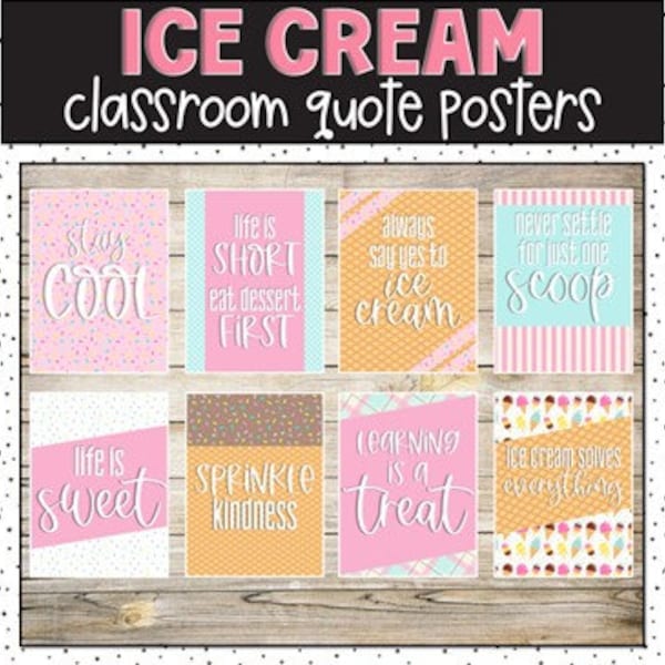 Ice Cream Growth Mindset Classroom Posters, Classroom Decorations, Bulletin Board, Classroom Display, Easy Classroom Decor