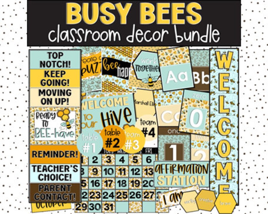 Busy Bees Classroom Decorations Bundle, Classroom Theme, Bulletin Board