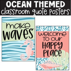Ocean Growth Mindset Classroom Posters, Classroom Decorations, Bulletin Board, Classroom Display, Easy Classroom Decor
