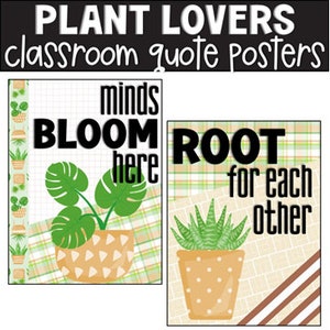 Plant Lovers Growth Mindset Classroom Posters, Classroom Decorations, Bulletin Board, Classroom Display, Easy Classroom Decor