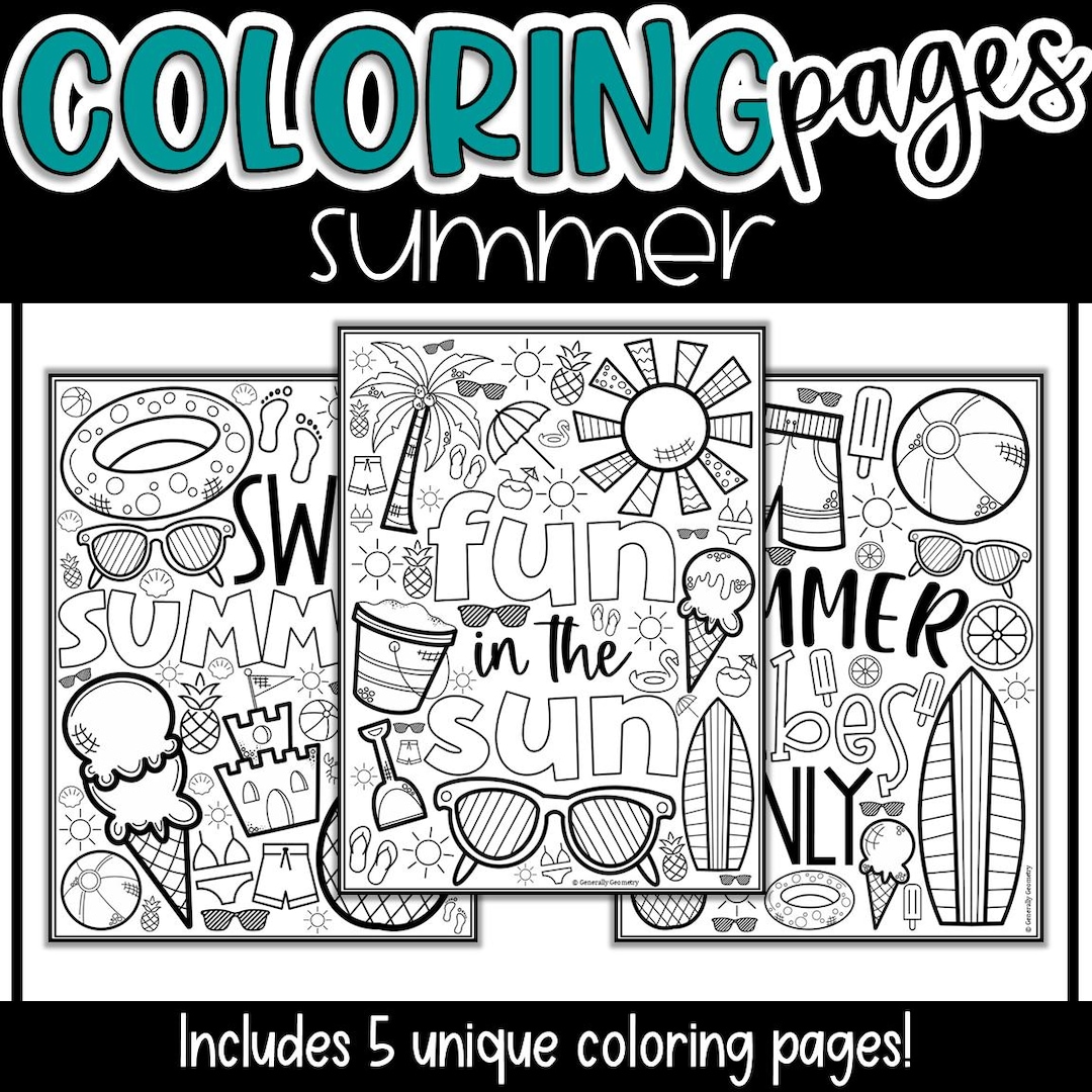 Summer Coloring Pages, Coloring, Doodle Coloring, Coloring Book - Etsy