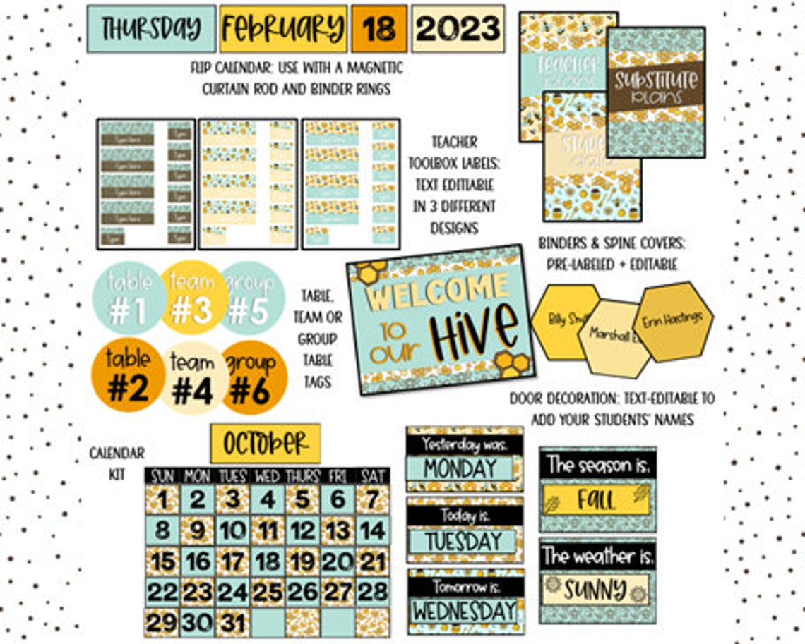 Busy Bees Classroom Decorations Bundle, Classroom Theme, Bulletin Board