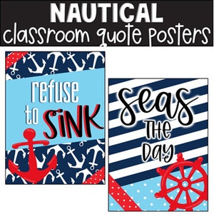 Nautical Growth Mindset Classroom Posters, Classroom Decorations, Bulletin Board, Classroom Display, Easy Classroom Decor