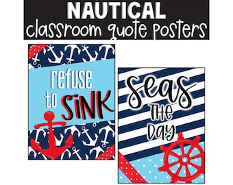 Nautical Growth Mindset Classroom Posters, Classroom Decorations, Bulletin Board, Classroom Display, Easy Classroom Decor