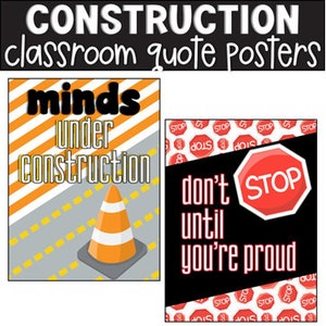 Construction Growth Mindset Classroom Posters, Classroom Decorations, Bulletin Board, Classroom Display, Easy Classroom Decor