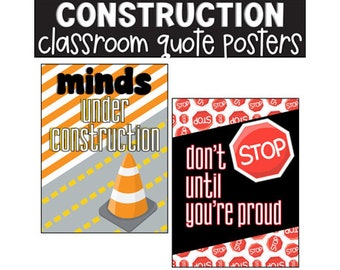 Construction Growth Mindset Classroom Posters, Classroom Decorations, Bulletin Board, Classroom Display, Easy Classroom Decor