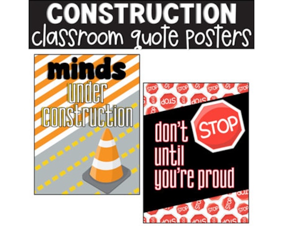 Construction Growth Mindset Classroom Posters, Classroom Decorations, Bulletin Board, Classroom Display, Easy Classroom Decor
