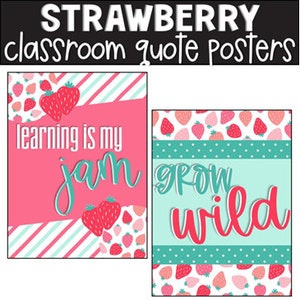 Strawberries Growth Mindset Classroom Posters, Classroom Decorations, Bulletin Board, Classroom Display, Easy Classroom Decor
