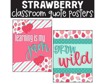 Strawberries Growth Mindset Classroom Posters, Classroom Decorations, Bulletin Board, Classroom Display, Easy Classroom Decor