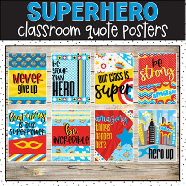 Superhero Growth Mindset Classroom Posters, Classroom Decorations, Bulletin Board, Classroom Display, Easy Classroom Decor