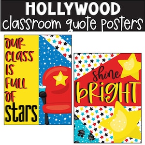Hollywood Growth Mindset Classroom Posters, Classroom Decorations, Bulletin Board, Classroom Display, Easy Classroom Decor