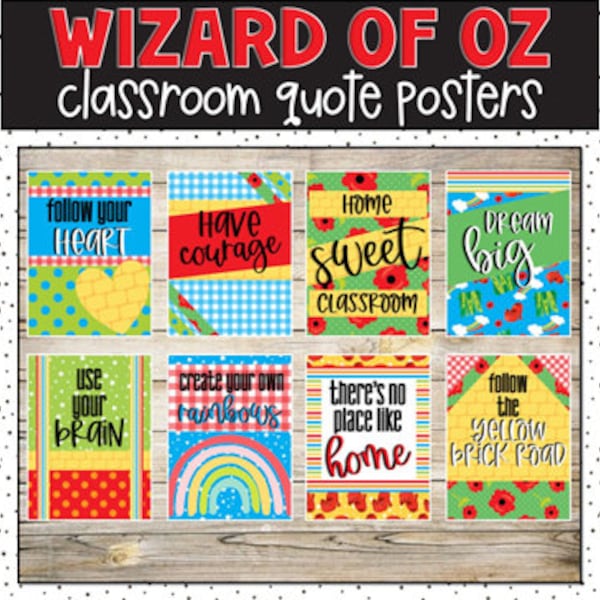 Wizard of Oz Growth Mindset Classroom Posters, Classroom Decorations, Bulletin Board, Classroom Display, Easy Classroom Decor