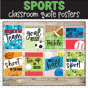 Sports Growth Mindset Classroom Posters, Classroom Decorations, Bulletin Board, Classroom Display, Easy Classroom Decor