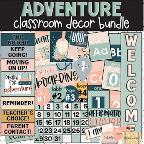 Adventure Classroom Decorations Bundle, Classroom Theme, Bulletin Board, Classroom Display, Easy Classroom Decor, Travel Theme