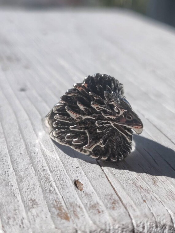 Sterling Silver Handmade Biker Eagle Ring