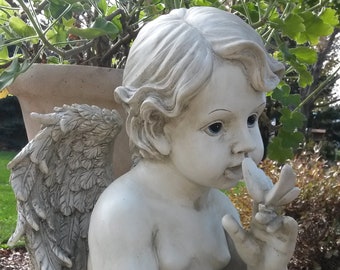 Chubby Cherub and Butterfly Garden Statue