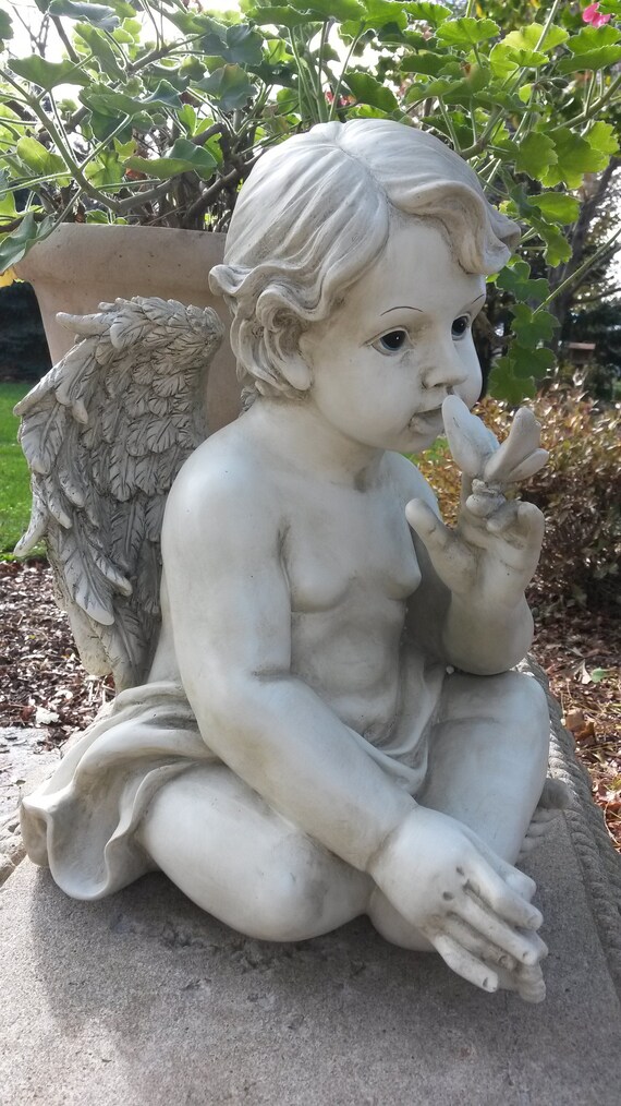 Cherub And Erfly Garden Statue Cherub And Erfly Garden, Cherub Garden Statues Australia