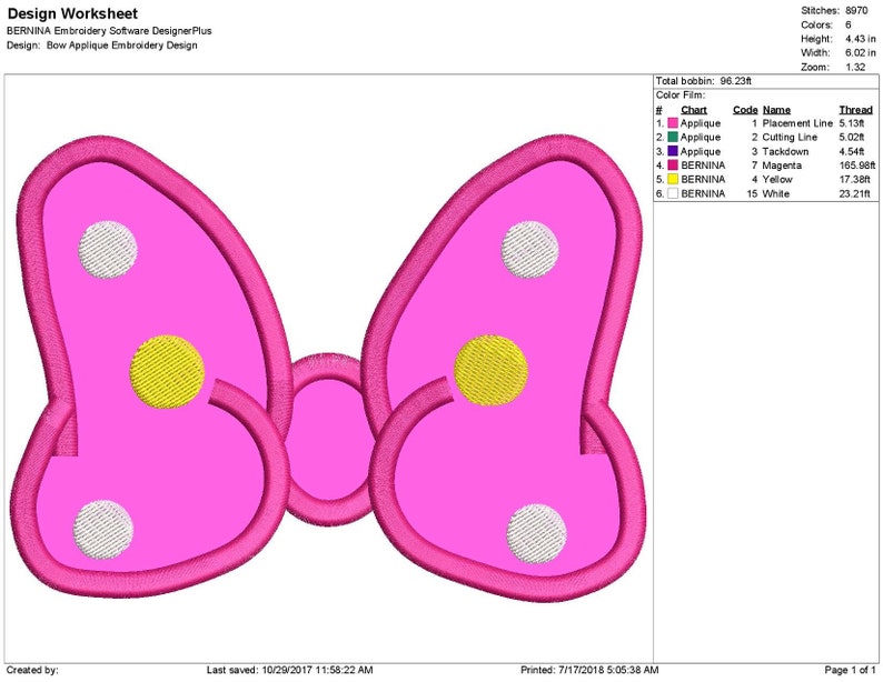 Bow Applique Embroidery Design Etsy