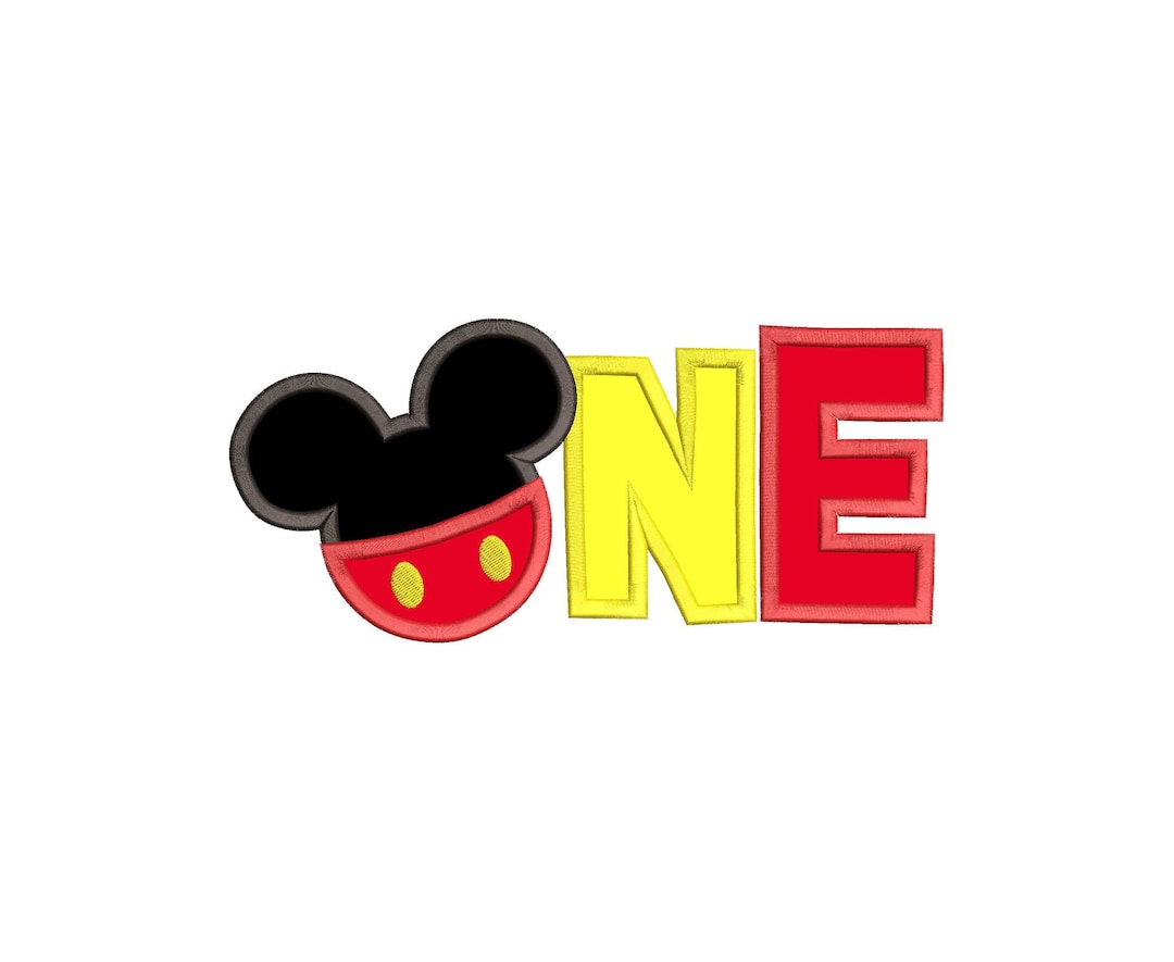Mickey Mouse Birthday One Applique Design Etsy