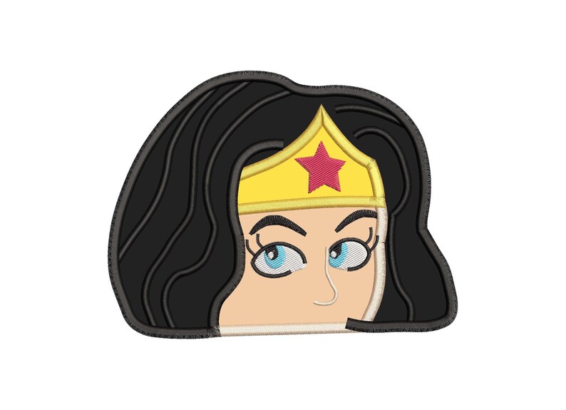 Head Wonder Woman Applique Embroidery Design Etsy