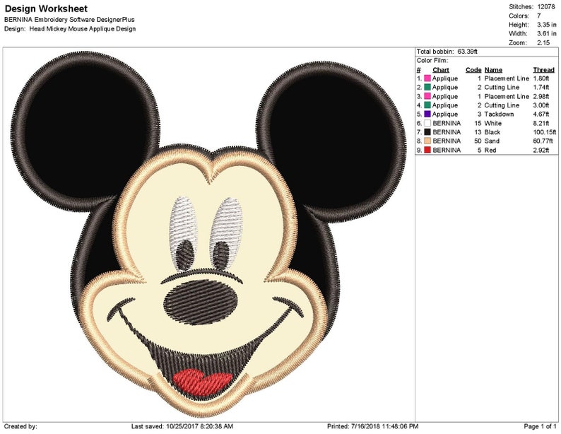 Head Mickey Mouse Applique Design Etsy