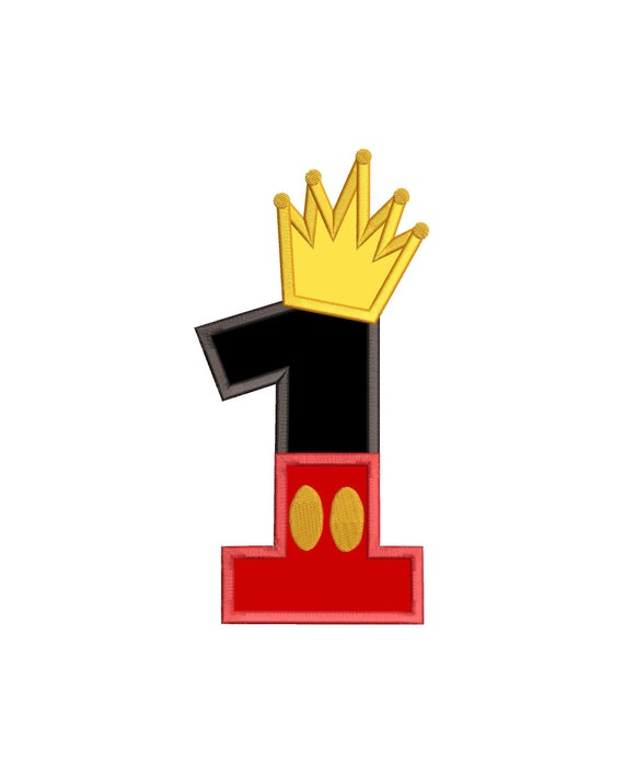 Mickey Mouse Number 1 With Crown Applique Embroidery Design Etsy Mickey Mouse Number 1 With Crown Applique Embroidery Design Etsy