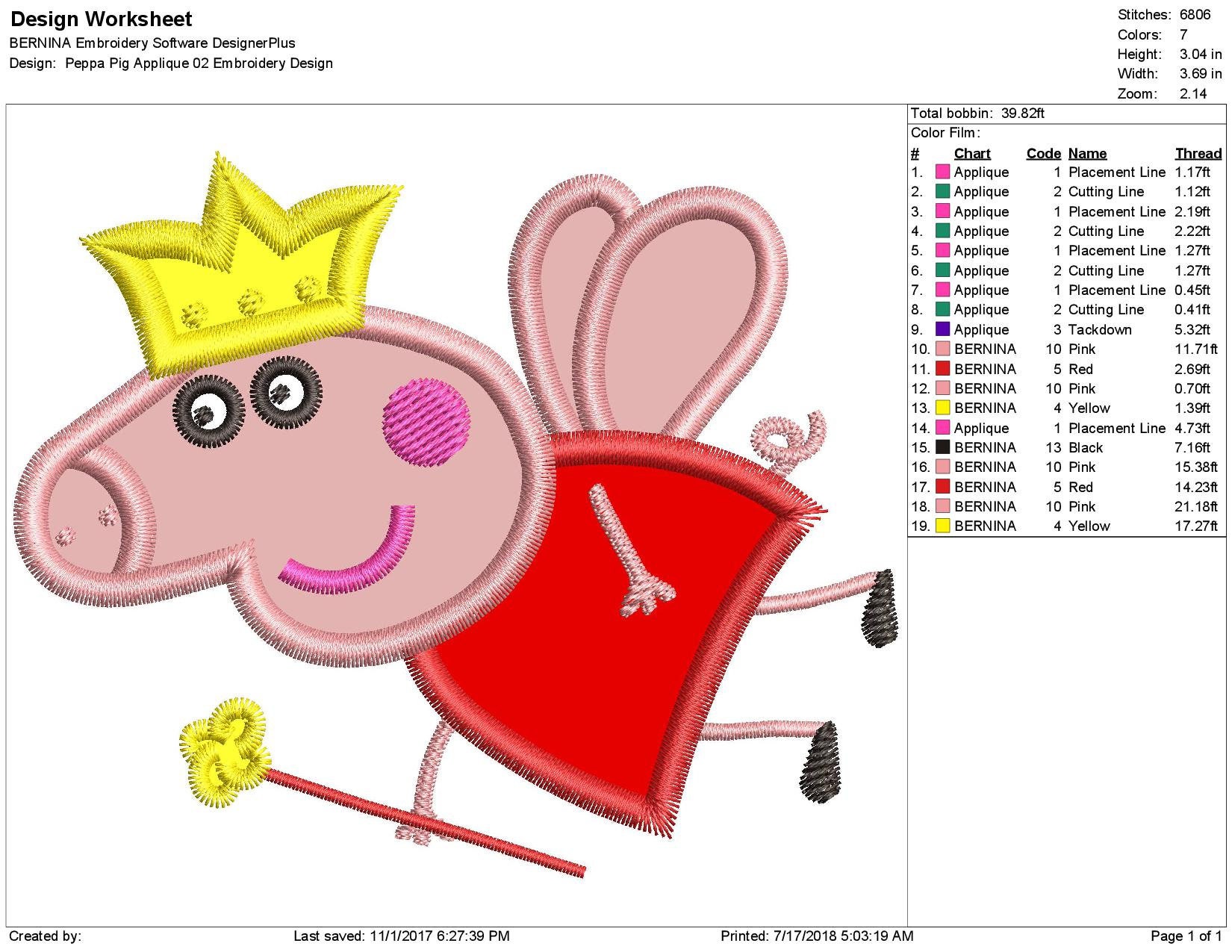 Peppa Pig Applique 02 Embroidery Design - Etsy
