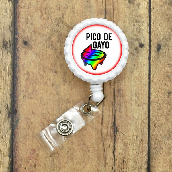 Pico de Gayo - White Retractable Badge Reel ID Holder