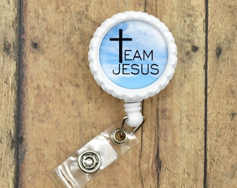Team Jesus - White Retractable Badge Reel ID Holder